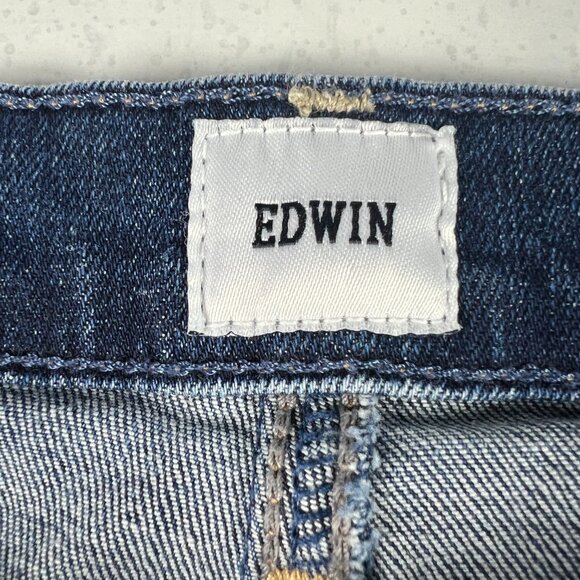 Edwin Jeans Women's 31 Bree Straight Crop High Rise Blue Faded Stretch Denim - Picture 7 of 16